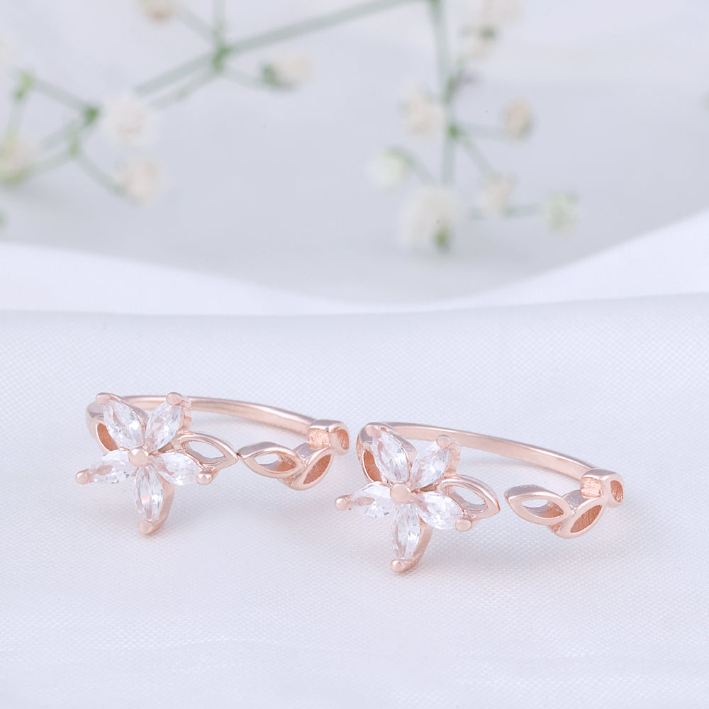 Minimal CZ Silver Rose Gold Toe Ring | Chaneira Jewels