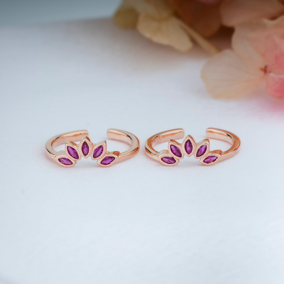 Minimal CZ Stone Silver Rose Gold Toe Ring for Women/Daily Wear