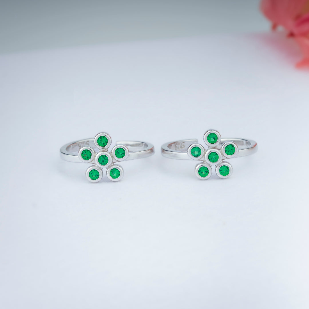 Minimal CZ Stone Silver Toe Ring for Women