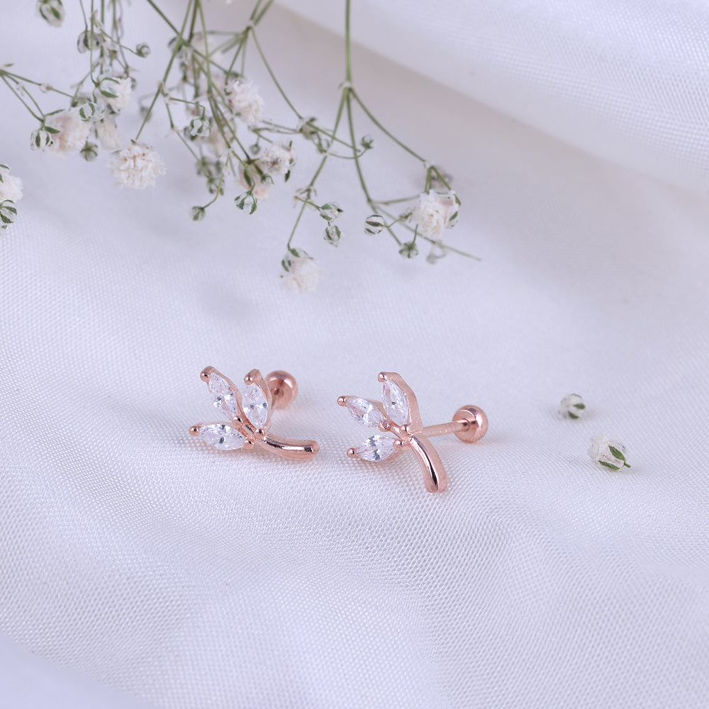 Minimalist Rose Gold Plated Rose Gold Second Stud for Women