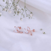 Minimalist Rose Gold Plated Rose Gold Second Stud for Women