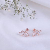 Minimalist Silver Rose Gold Second Stud Earrings for Women