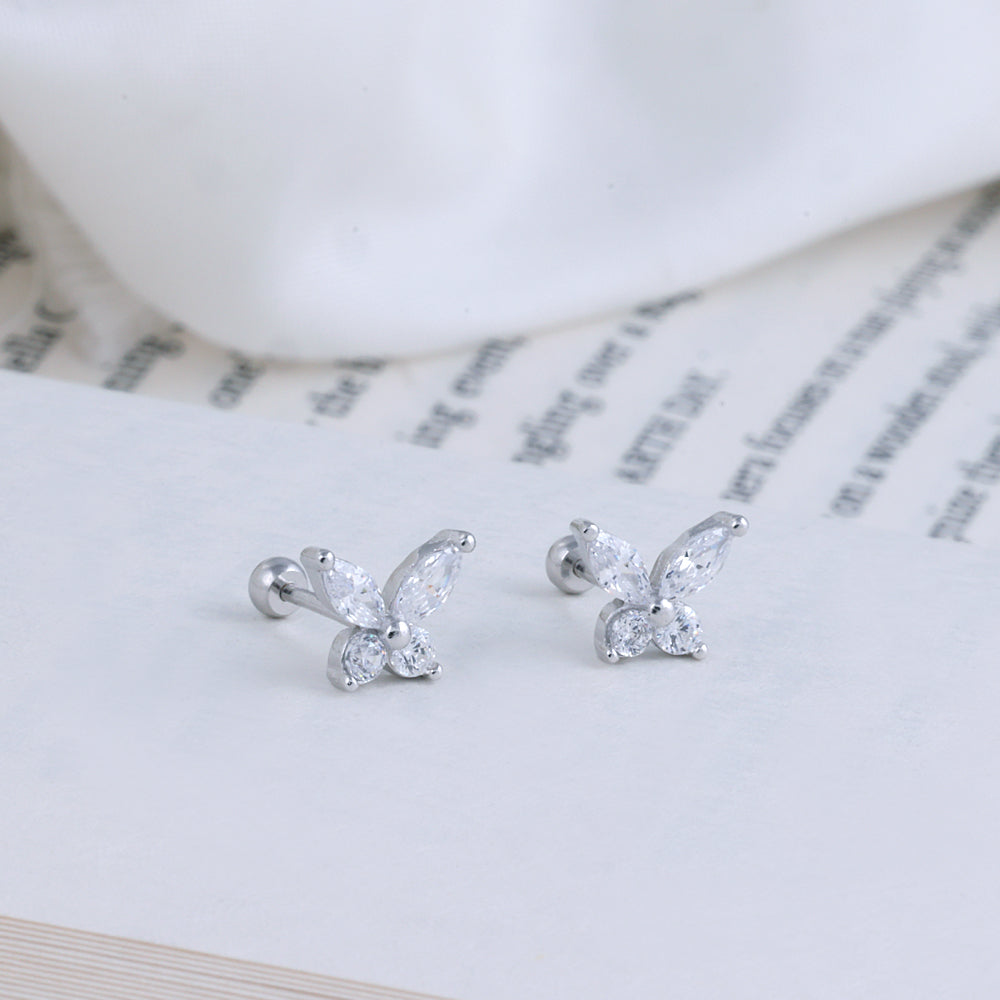 Minimalist Silver Second Stud Earrings for Women