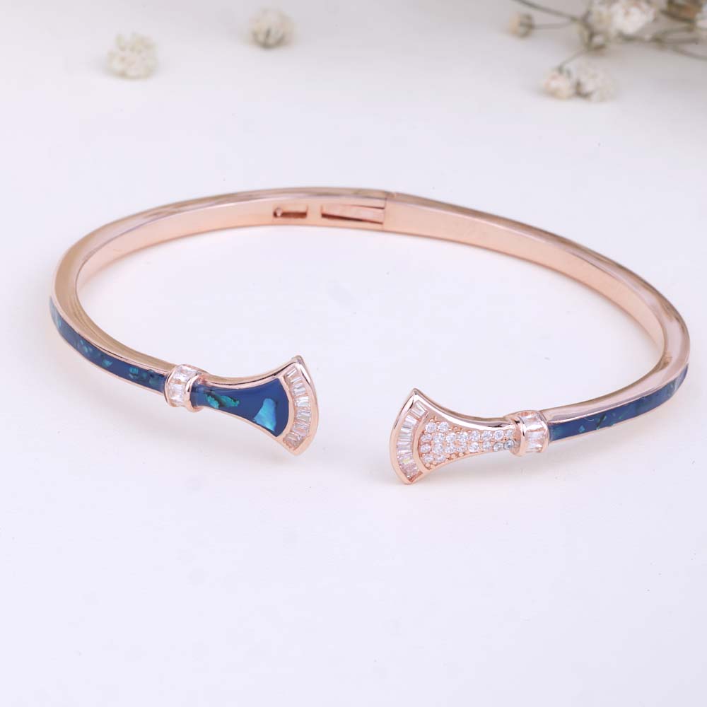 Modern Enamel Rose Gold Kada for Festive Styling | Chaneira Jewels
