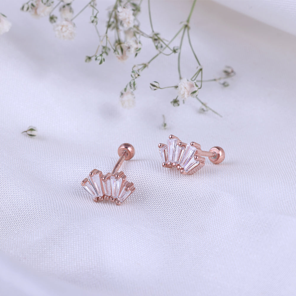 Modern Rose Gold Second Stud Jewellery for Women