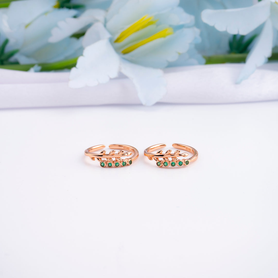 Modern Silver Rose Gold CZ Toe Ring