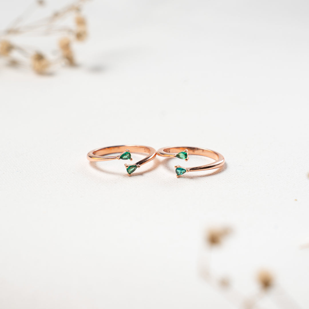 New Design CZ Rose Gold Toe Ring Pair for Women