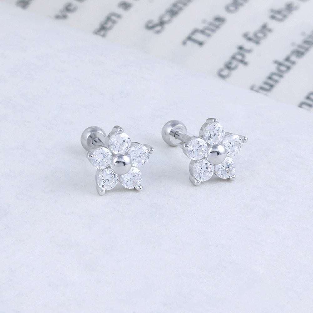 Party Wear 925 Silver Silver Second Stud Earrings