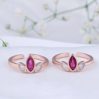 Party Wear CZ Silver Rose Gold Toe Ring | Chaneira Jewels