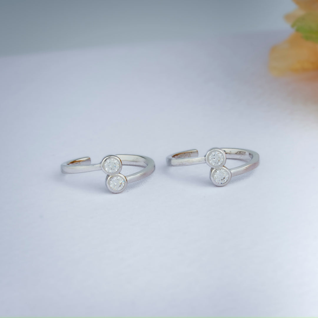 Party Wear CZ Stone Silver Toe Ring for Women