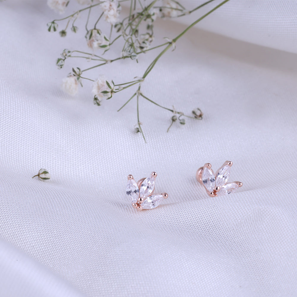 Party Wear Premium Rose Gold Second Stud Earrings