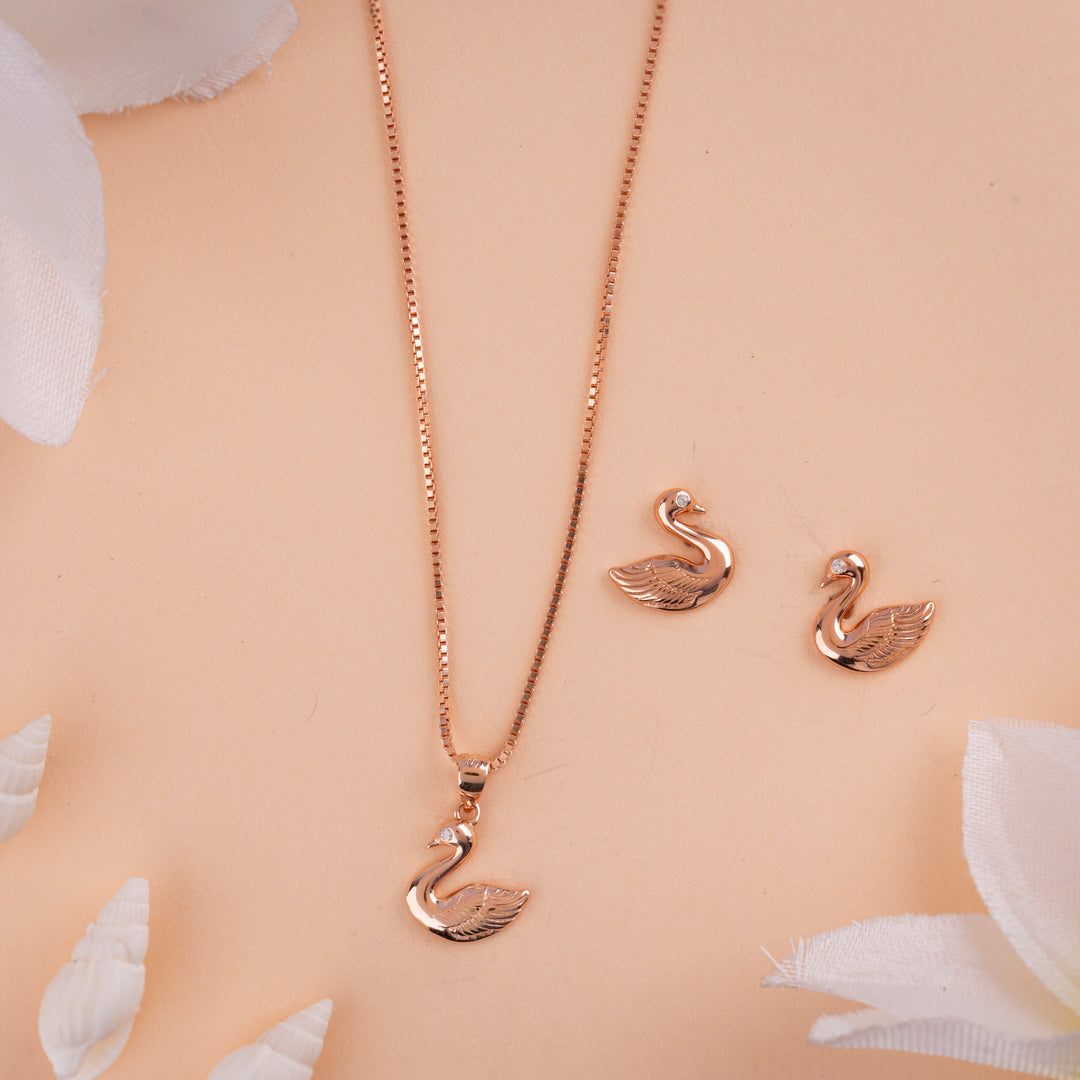 Plain Italian Rose Gold Chain Pendant Set| Daily Wear
