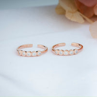 Premium CZ Stone Silver Rose Gold Toe Ring for Women/Minimalist