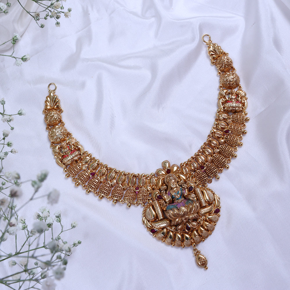Premium Gold Plated Paper Casting Necklace Designs Women| Festival Wear