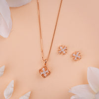 Premium Italian CZ Rose Gold Chain Pendant Set | Daily Wear