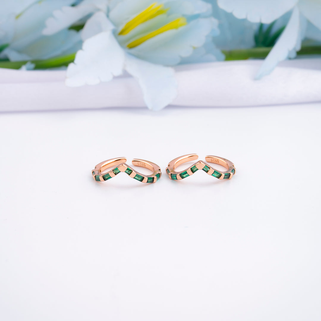 Premium Silver Rose Gold CZ Toe Ring