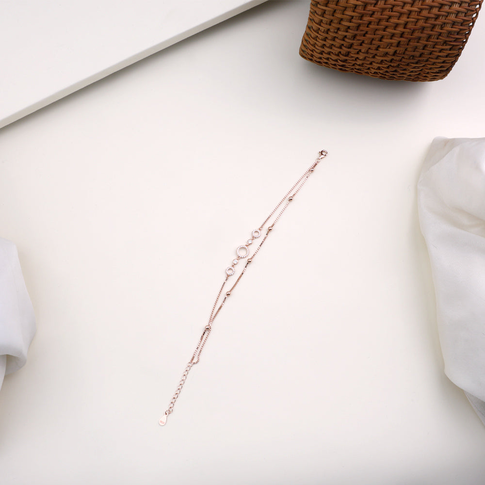 Rose Gold 2 Layer Bracelet Design for Women| Party Wear