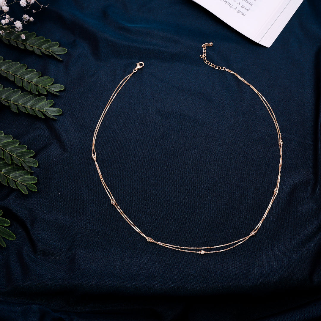 Rose Gold Beads Chain | Elegant Gold Jewellery for Women - 010