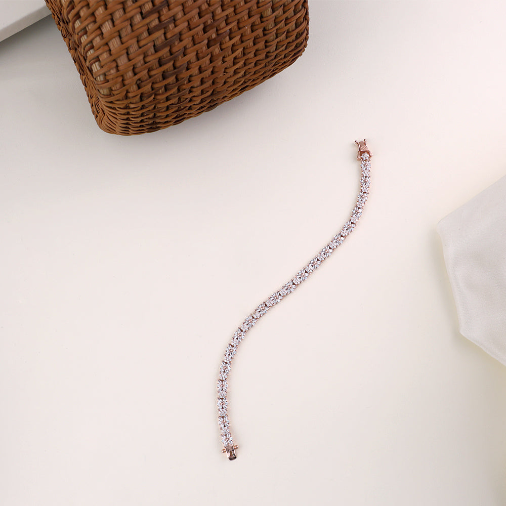 Rose Gold CZ Bracelet with Sparkling Cz Stone Detailing | Festival Wear