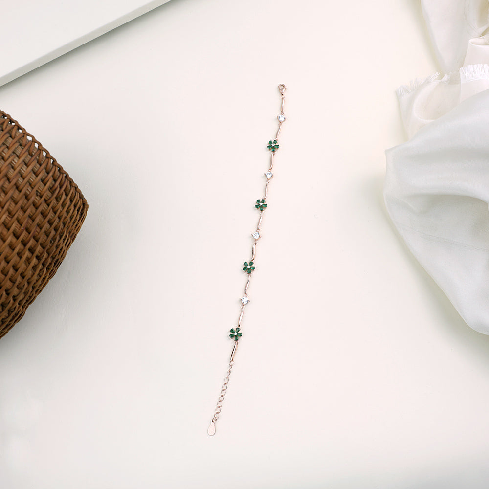 Rose Gold CZ Bracelet with Sparkling Cz Stone Detailing| Party Wear