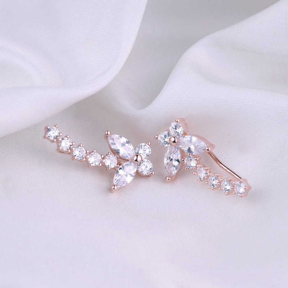 Rose Gold CZ Cuff Earrings Daily Wear Design