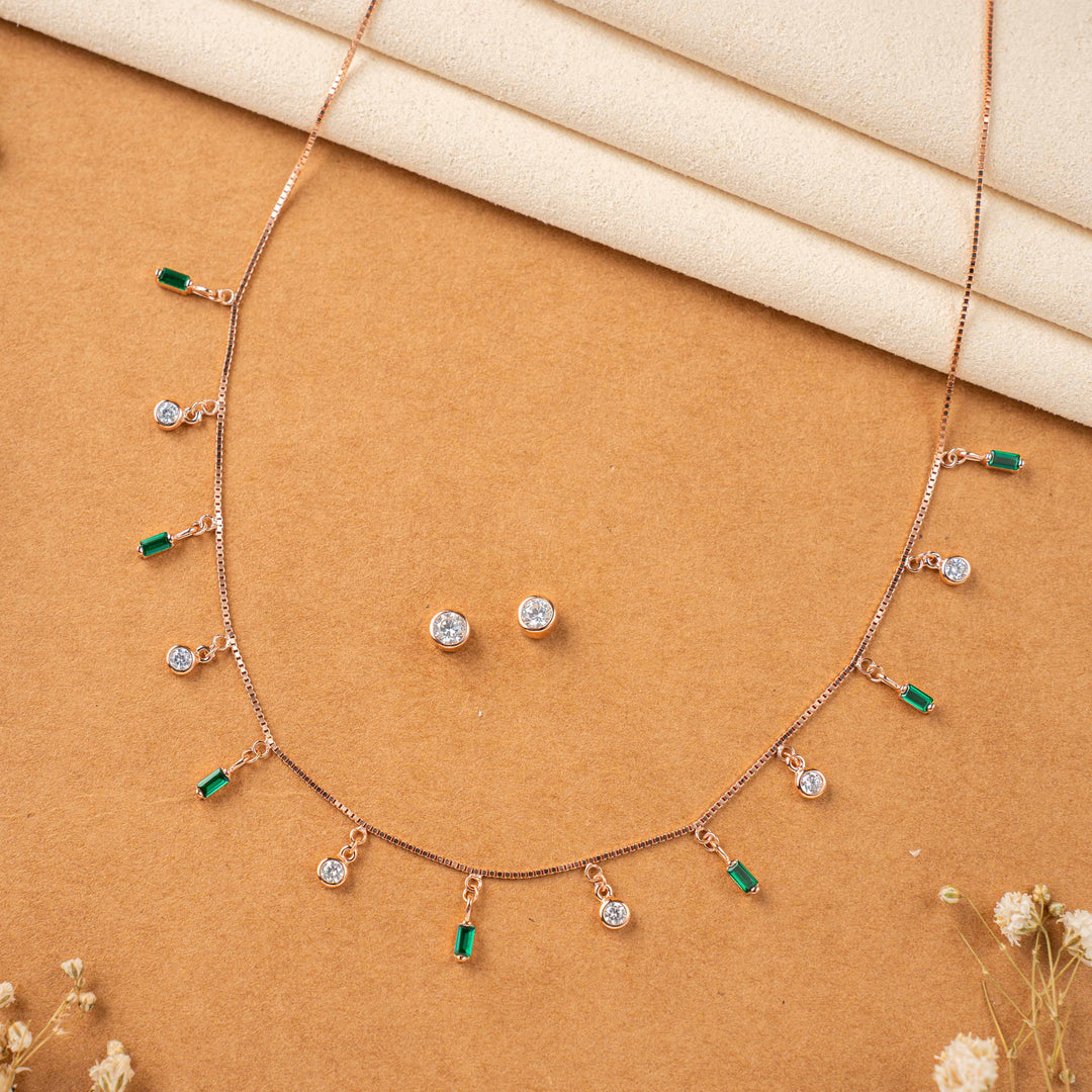 Rose Gold CZ Stone Chain with CZ Stones