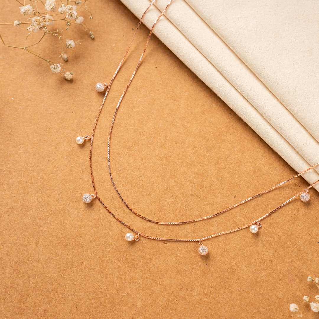 Rose Gold CZ Stone Silver Chain Design| Stylish