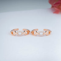 Rose Gold CZ Stone Toe Ring in 92.5 Silver | Elegant Pair