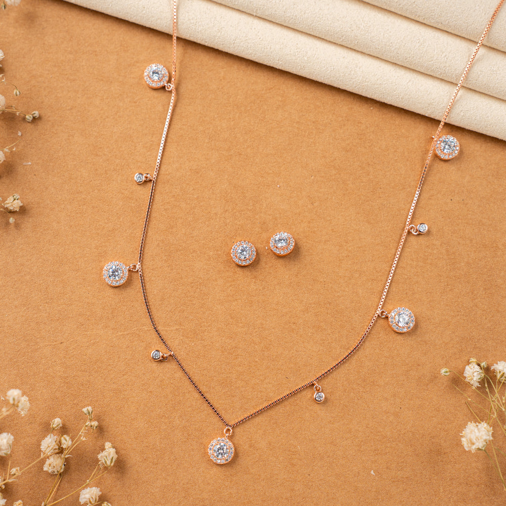 Rose Gold CZ Stone and Charms Chain | Chaneira Jewels
