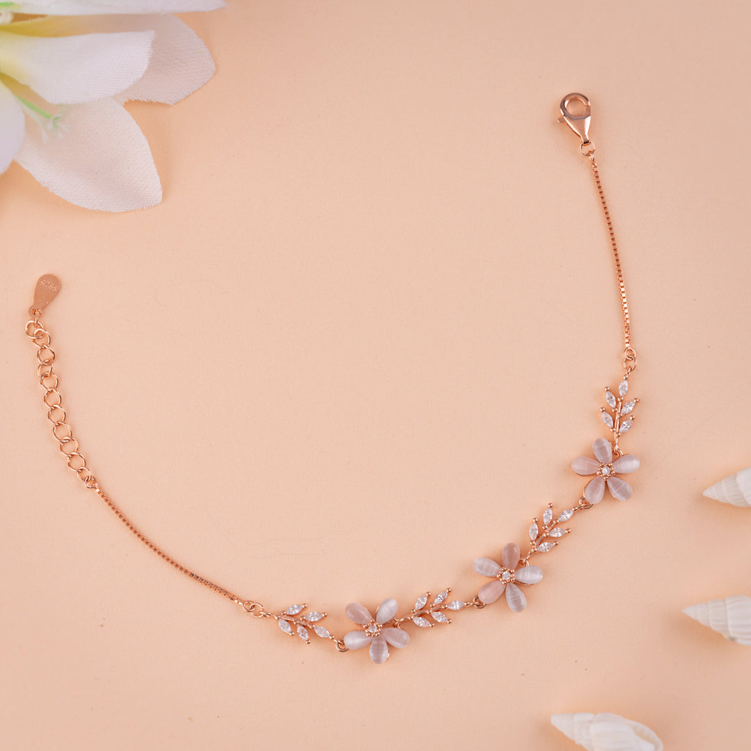 Rose Gold CZ and MOP Bracelet for Women | Party Wear