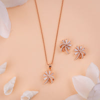 Rose Gold Chain Pendant Set for Party Wear
