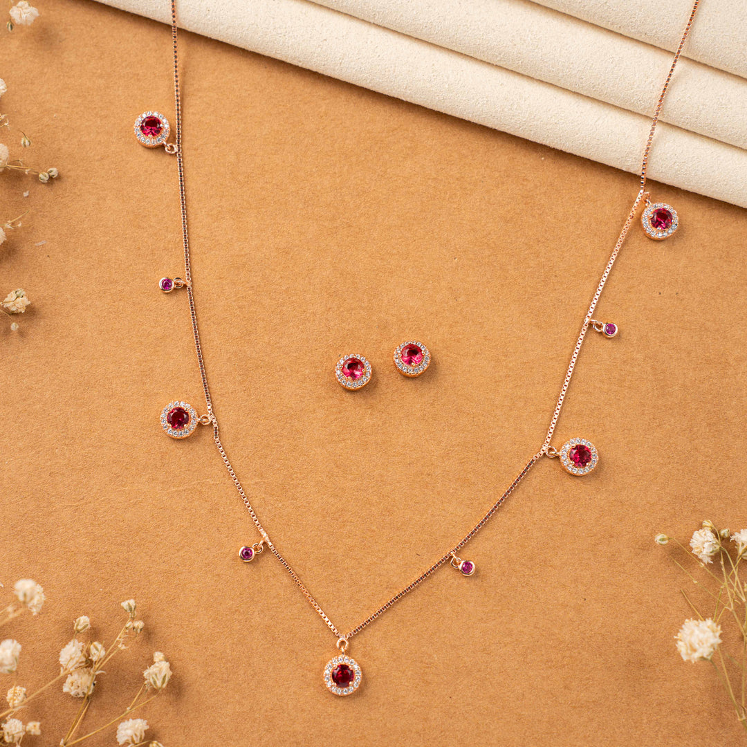 Rose Gold Chain with CZ Stone Work