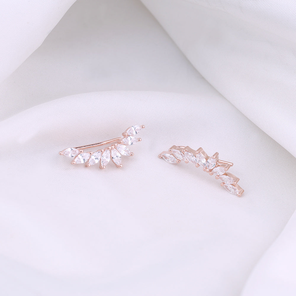 Rose Gold Cuff Earrings with CZ Stone Online