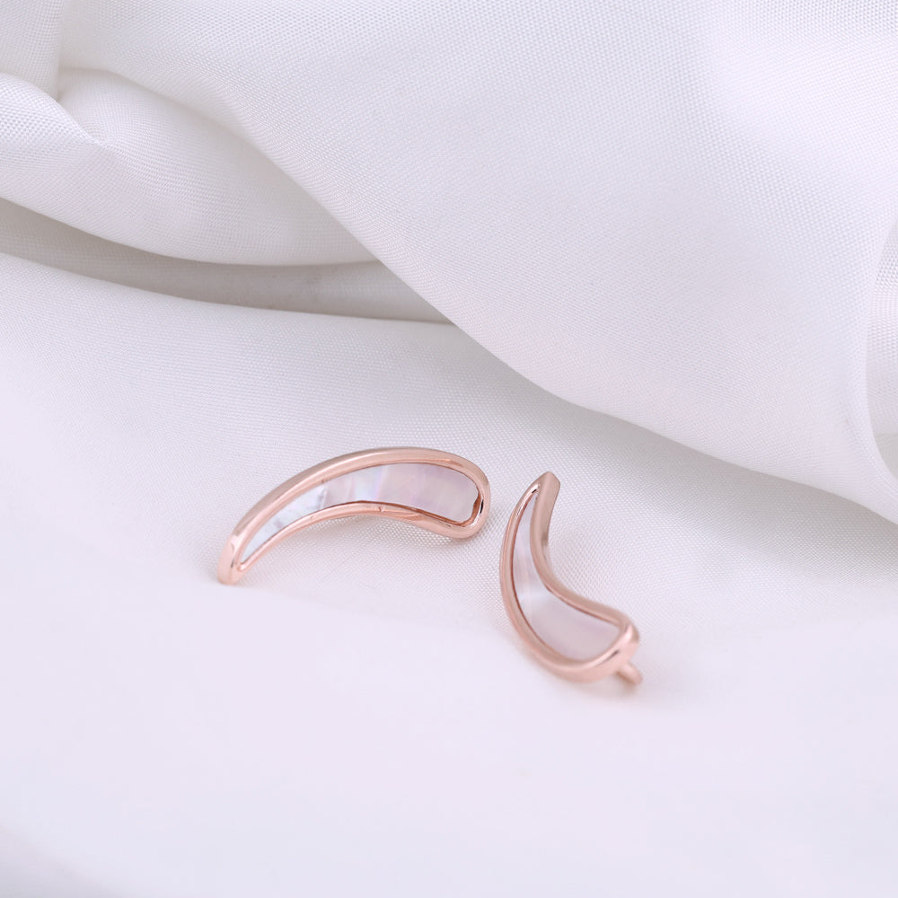 Rose Gold MOP Cuff Earrings for Women