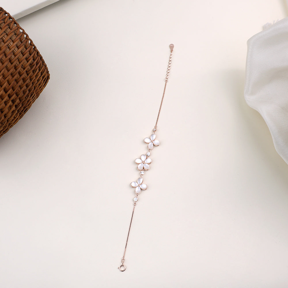 Rose Gold Pearl Bracelet | Chaneira Jewels| Party Wear
