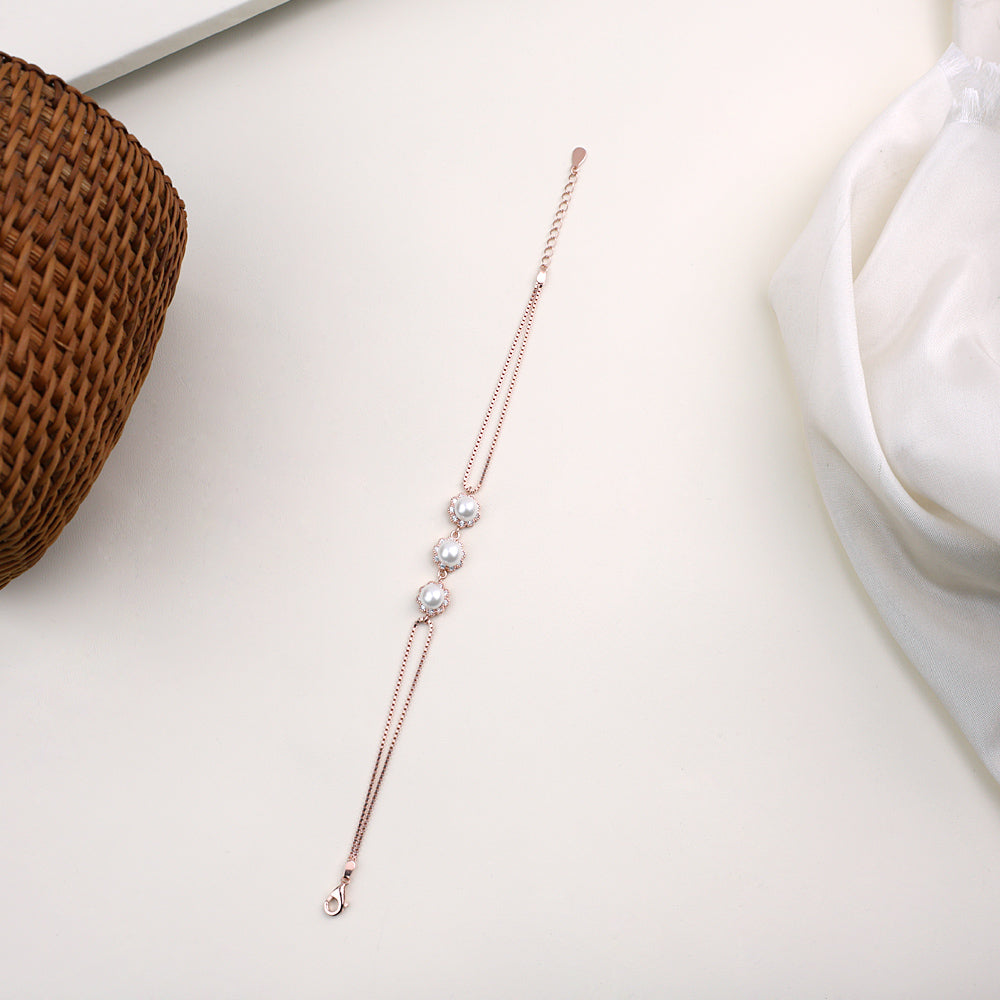 Rose Gold Pearl Bracelet Design for Women| Party Wear
