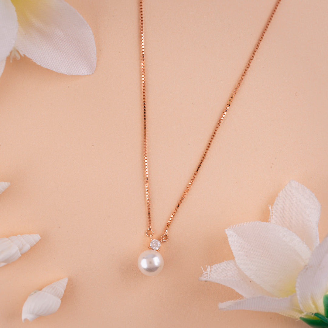 Rose Gold Pearl Chain Pendant Coimbatore Chennai| Daily Wear