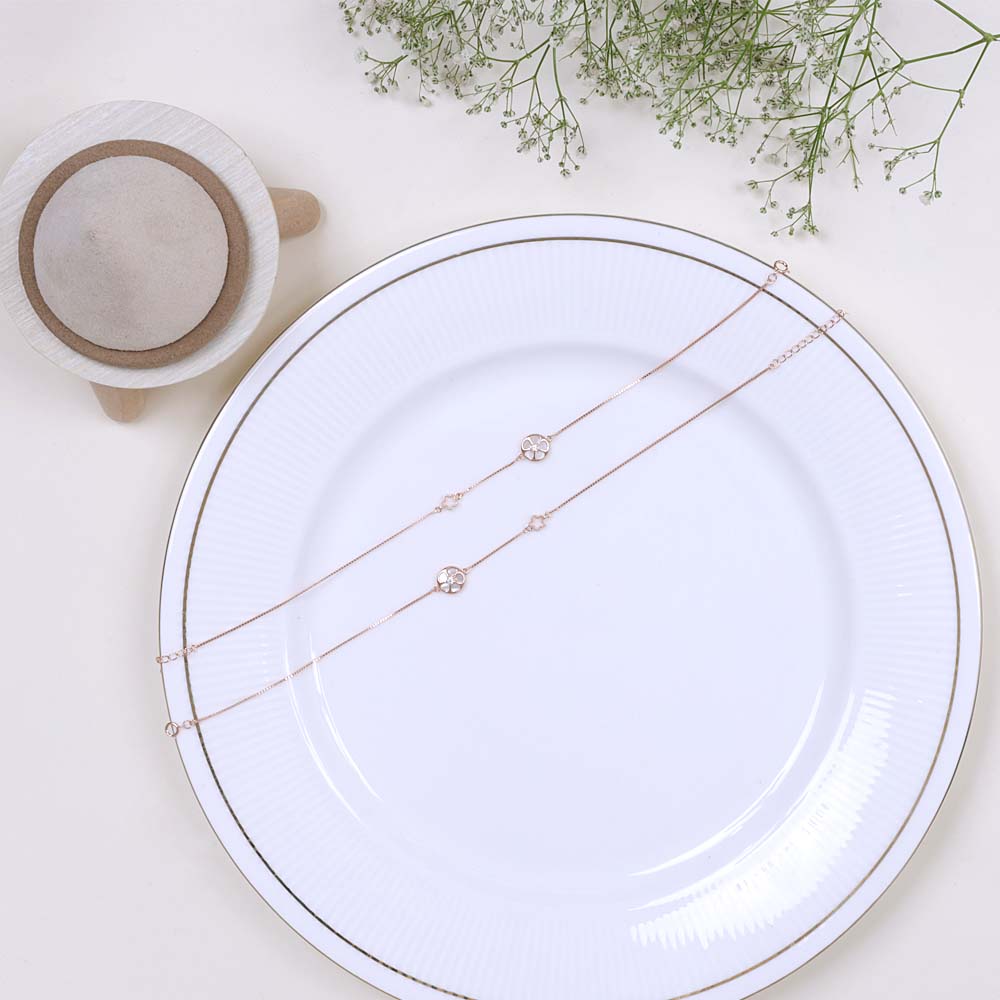 Rose Gold Silver Anklets | Genuine 925 Silver
