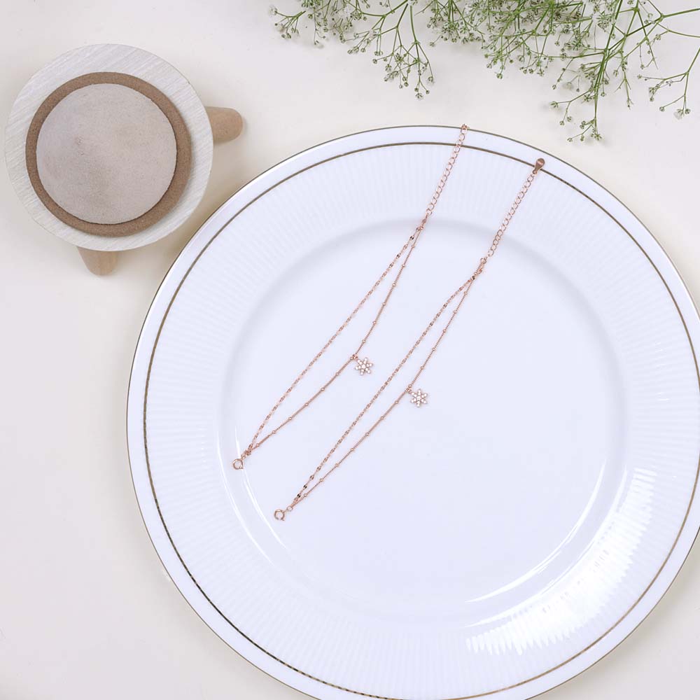 Rose Gold Silver Anklets | Handcrafted Silver Jewellery