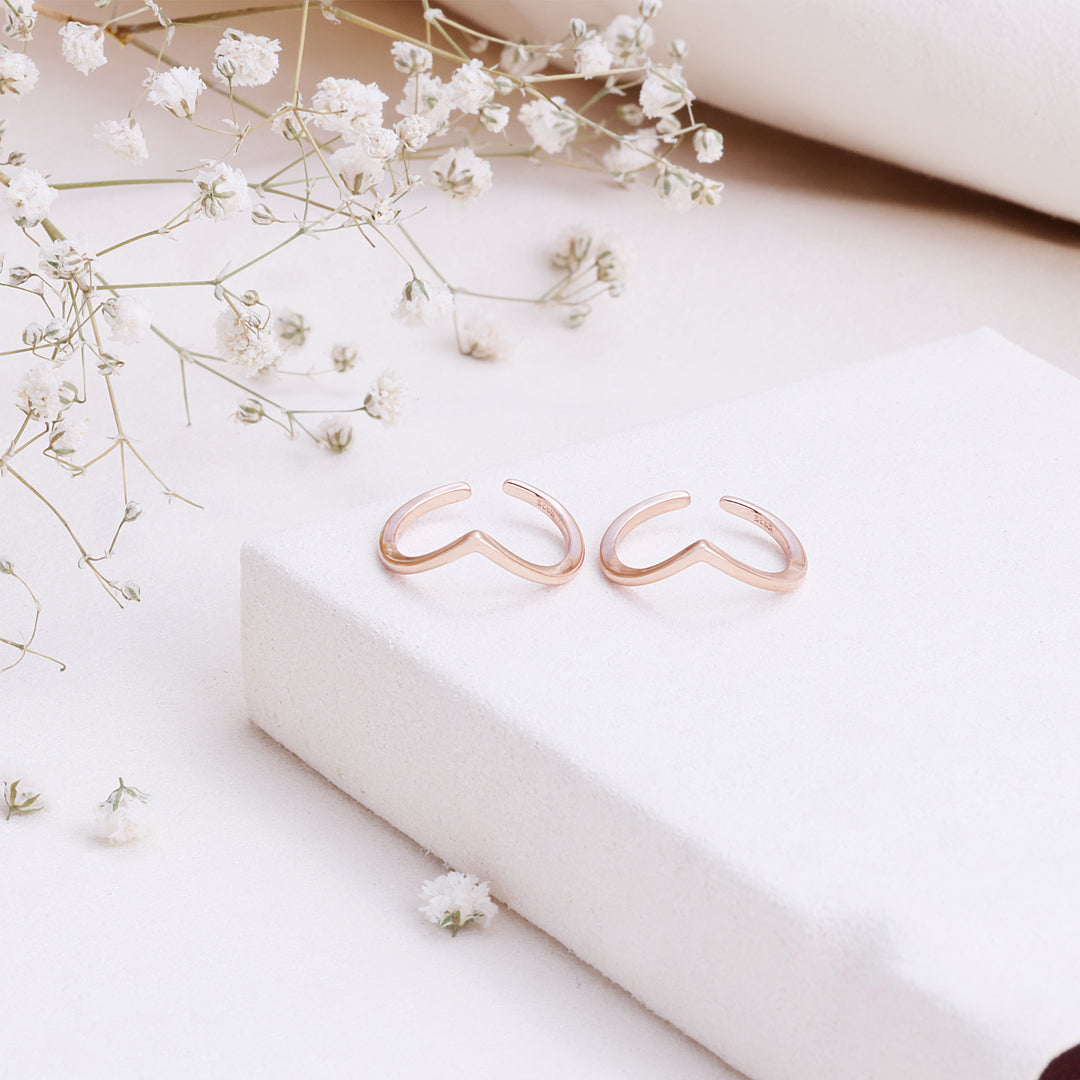  Rose Gold Toe Ring in 92.5 Silver | Party Wear Pair