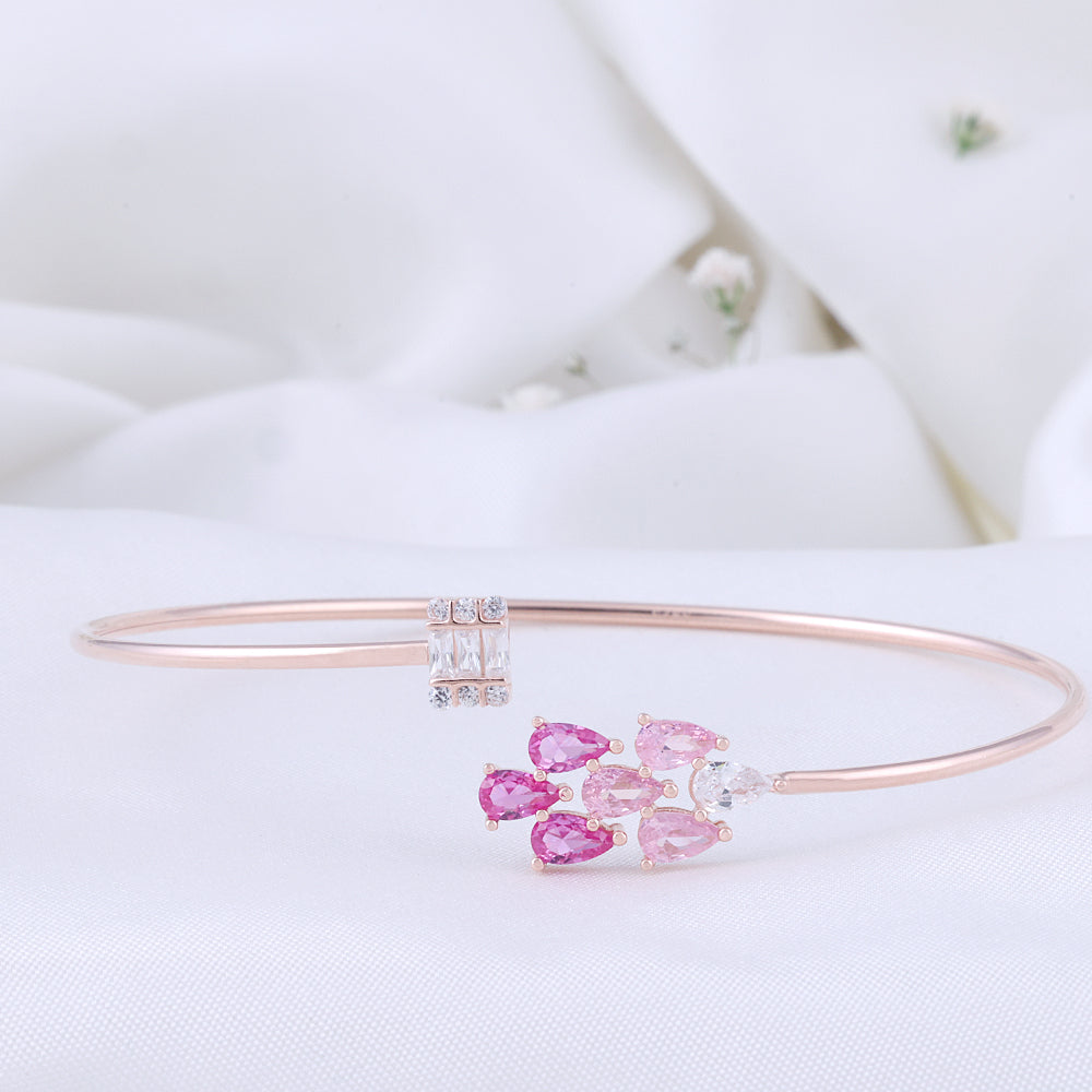 Shop CZ Rose Gold Kada Bracelet Online | 92.5 Silver| Traditional