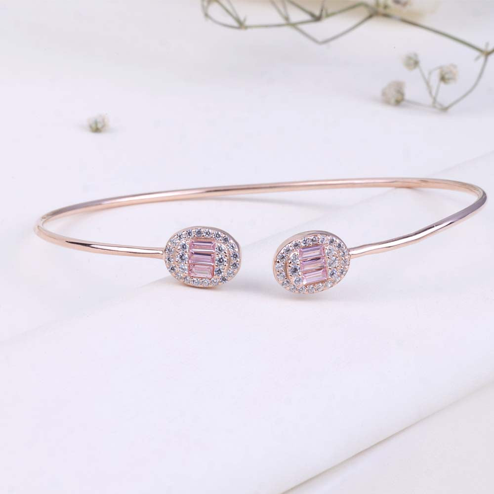 Shop CZ Rose Gold Kada Design Online | 92.5 Silver|Statement
