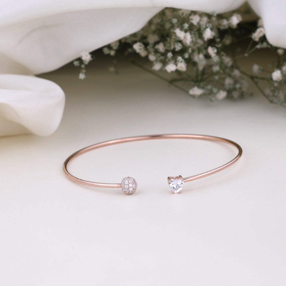 Shop CZ Rose Gold Kada Online | 92.5 Silver| Minimalist
