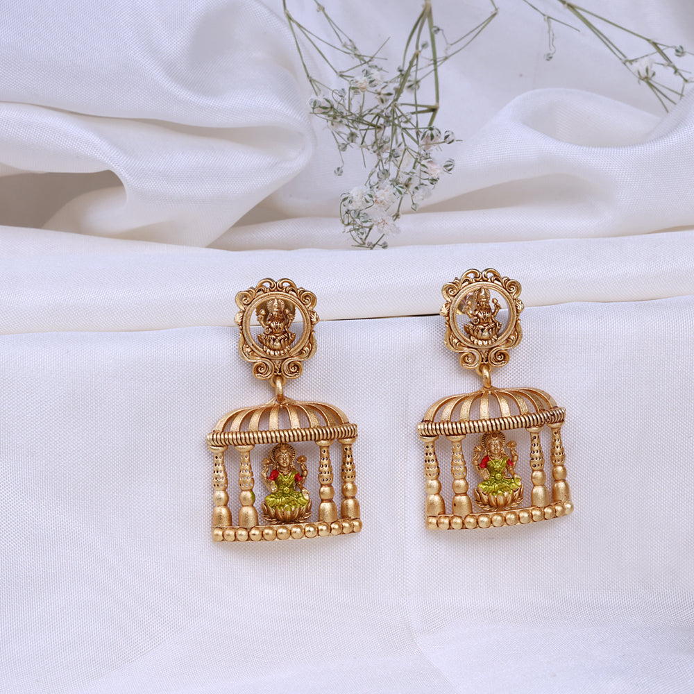 Shop Gold Plated Enamel Jhumkas Online| Temple Wear
