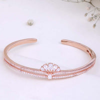 Shop Premium CZ Rose Gold Kada Online | 92.5 Silver| Classic
