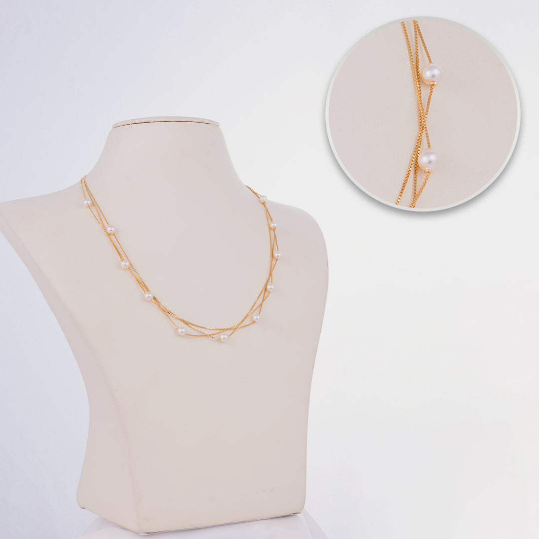 Shop Silver 3 Layer Gold Plated Pearl Chain in Coimbatore & Chennai