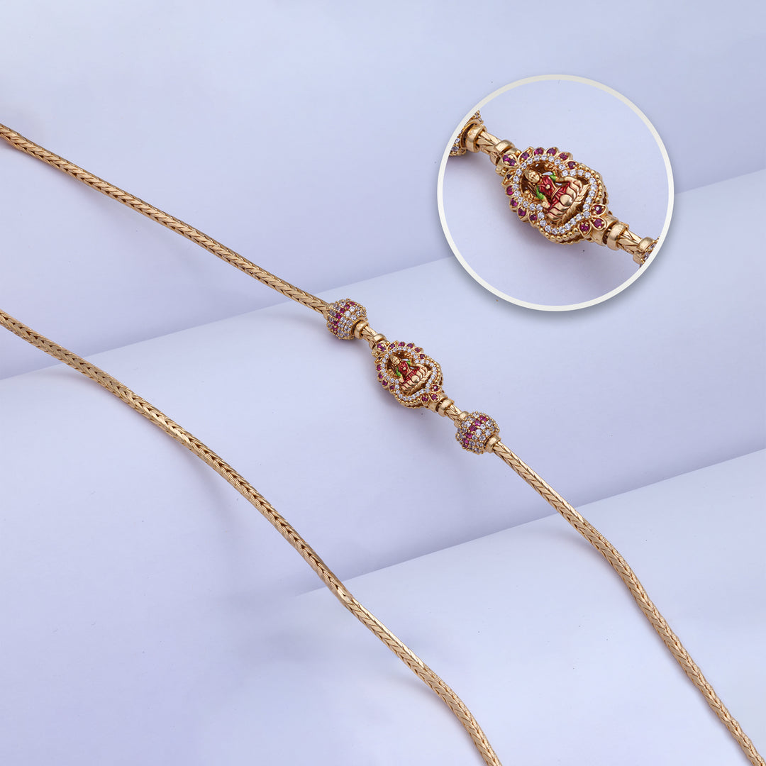 SilverGold Plated Mugappu Chain Jewellery for Bridal Looks