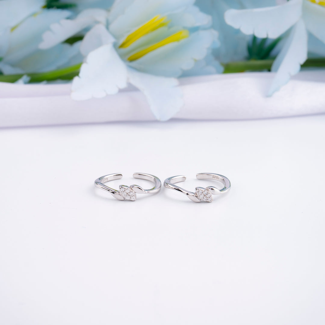 Silver CZ Toe Ring for Women