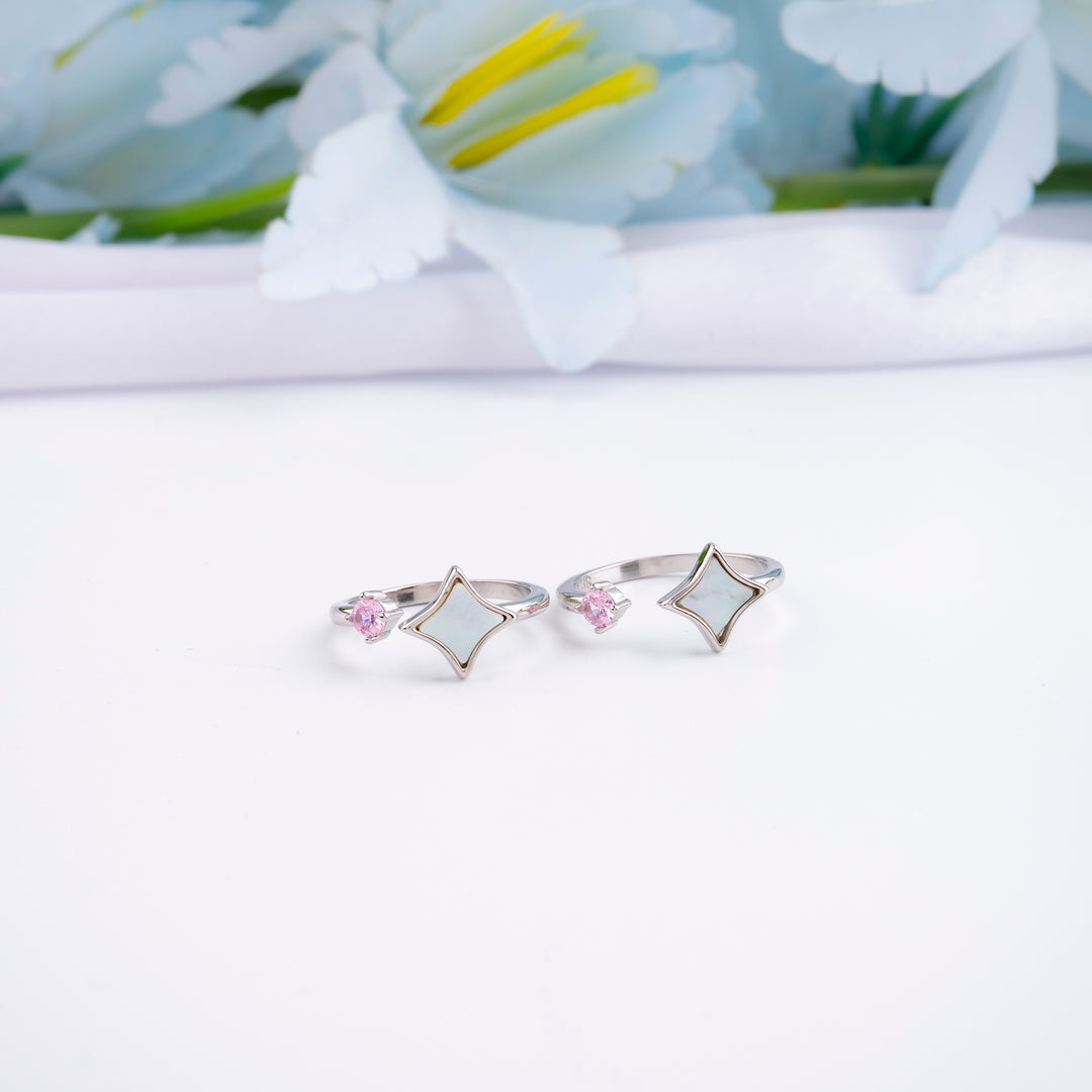 Silver CZ and MOP Stone Toe Ring | 92.5 Silver Design