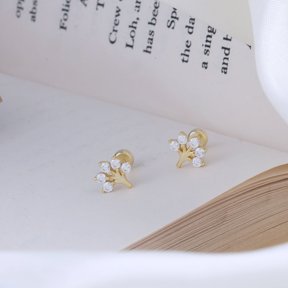 Silver Gold Plated Second Stud Earrings — Contemporary Collection
